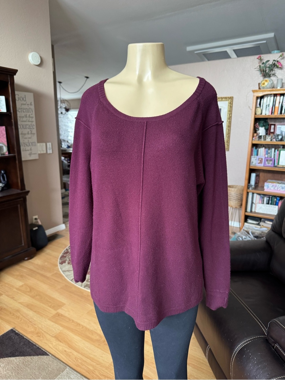French Connection reddish/purple lightweight scoop neck sweater-L